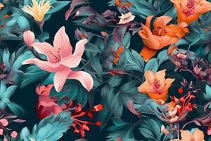 Seamless Botanical Pattern. Ai generative photo