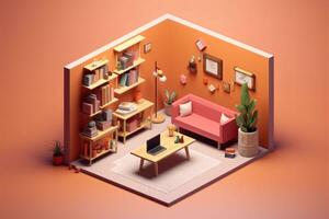 Cute 3D Room. Ai generative photo