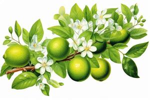 Fresh Lime Fruits. Ai generative photo