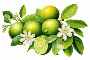 Fresh Lime Fruits. Ai generative photo