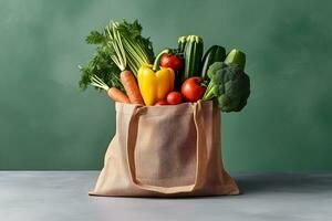 Fresh Vegetables In a Bag. Ai generative photo