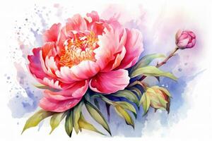Watercolor Flower Art Wallpaper. Ai generative photo