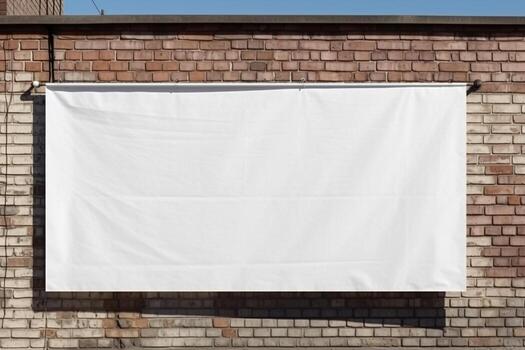 Blank Banner On Wall. Ai generative photo