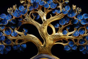 Golden Tree Walpaper Art. Ai generative photo