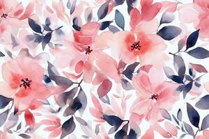 Watercolor Floral Seamless Pattern. Ai generative photo