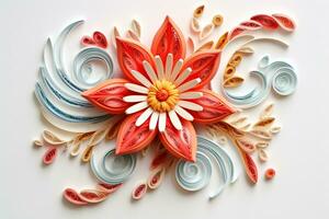 Quilling Flowers Art. Ai generative photo