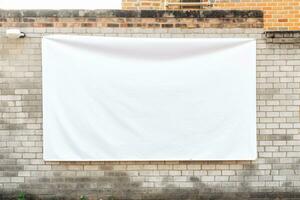 Blank Banner On Wall. Ai generative photo