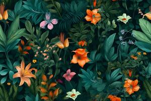 Seamless Botanical Pattern. Ai generative photo