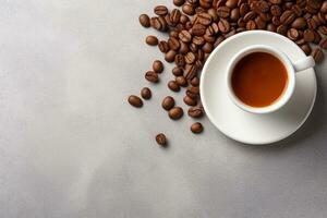 Coffee Cup With Coffee Beans. Ai generative photo