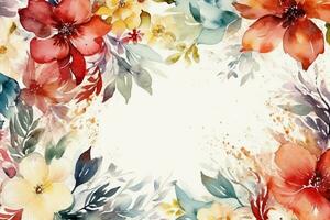 Watercolor Flowers Background. Ai generative photo