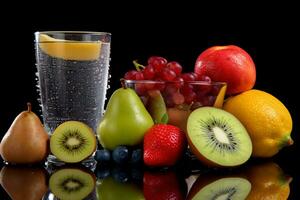 Fresh Fruits With Juice. Ai generative photo