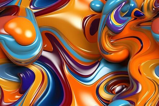 Trendy Colorful Liquid  Pattern. Ai generative photo