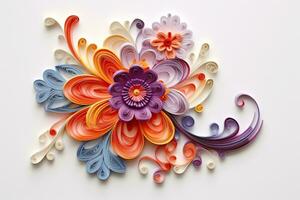 Quilling Flowers Art. Ai generative photo