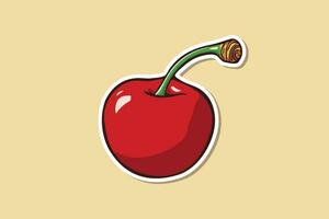 a sticker of a cherry on a beige background vector