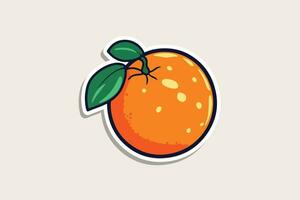 an orange sticker with a leaf on it vector