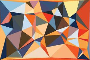un resumen pintura de triangulos en naranja, azul y rojo vector