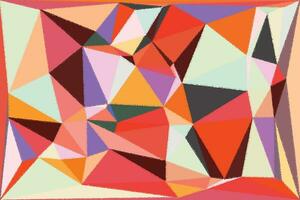 an abstract painting of triangles in orange, blue and red vector