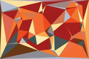 an abstract painting of triangles in orange, blue and red vector