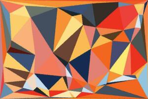 an abstract painting of triangles in orange, blue and red vector