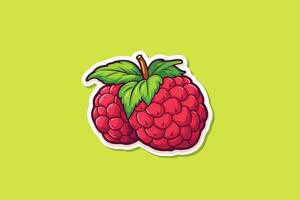 a sticker of a raspberry on a green background vector