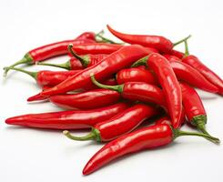 rojo chile pimientos aislado en contra un blanco antecedentes. creado con generativo ai tecnología. foto