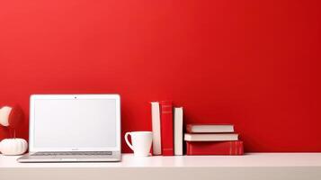 Laptop with Blank Screen, Online Learning Education Concept. photo