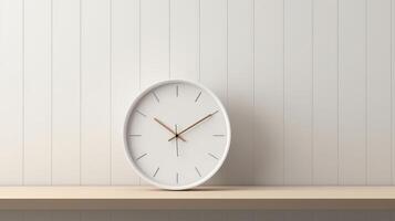 Realistic Clock on Workplace for Business Concept. Time Management and Self Organization. photo