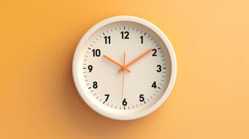 Realistic Clock on Workplace for Business Concept. Time Management and Self Organization. photo
