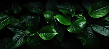 Closeup green leaves background, Overlay fresh leaf pattern, Natural foliage textured and background. Created with Generative AI technology. photo