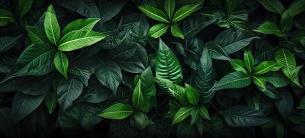 Closeup green leaves background, Overlay fresh leaf pattern, Natural foliage textured and background. Created with Generative AI technology. photo