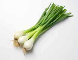 Green onion isolated on the white background. Created with Generative AI technology. photo