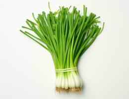 Green onion isolated on the white background. Created with Generative AI technology. photo