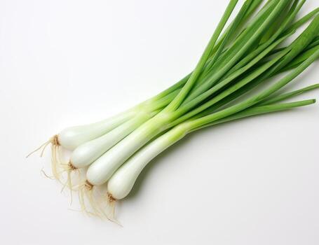 Green onion isolated on the white background. Created with Generative AI technology. photo