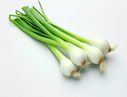 Green onion isolated on the white background. Created with Generative AI technology. photo