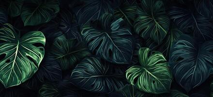 Closeup green leaves background, Overlay fresh leaf pattern, Natural foliage textured and background. Created with Generative AI technology. photo