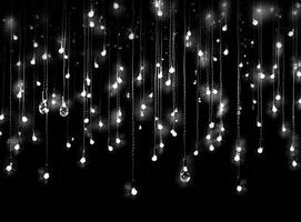 Light bulb decor on a dark background, at night. Created with Generative AI technology. photo