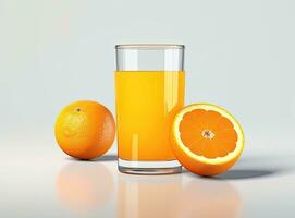 vaso de naranja jugo con naranja sacos y rebanadas frutas aislar en blanco antecedentes. creado con generativo ai tecnología. foto