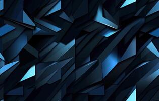 Modern black blue abstract background. Minimal. Color gradient. Dark. Web banner. Geometric shape. 3d effect. Lines stripes triangles. SEAMLESS PATTERN. Created with Generative AI technology. photo