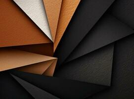 From above layout of colorful cardboard sheets in brown and grey shades. Created with Generative AI technology. photo