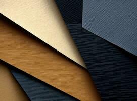 From above layout of colorful cardboard sheets in brown and grey shades. Created with Generative AI technology. photo