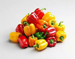 sweet pepper, red, green, yellow paprika, isolated on white background, clipping path, full depth of field. Created with Generative AI technology. photo