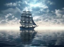 Sailing ship on a sea cruise. Yachting. Travel. Created with Generative AI technology. photo