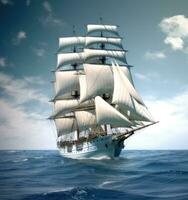 Sailing ship on a sea cruise. Yachting. Travel. Created with Generative AI technology. photo