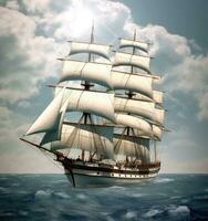 Sailing ship on a sea cruise. Yachting. Travel. Created with Generative AI technology. photo