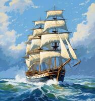 Sailing ship on a sea cruise. Yachting. Travel. Created with Generative AI technology. photo