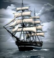 Sailing ship on a sea cruise. Yachting. Travel. Created with Generative AI technology. photo