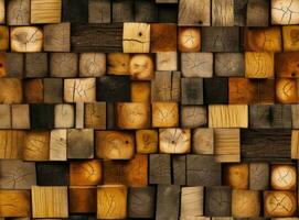 Wood texture with square patterns, background. High quality. SEAMLESS PATTERN. Created with Generative AI technology. photo