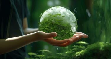 Net Zero and Carbon Neutral Concepts Net Zero Emissions Goals Weather neutral long-term strategy. Created with Generative AI technology photo