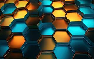 Abstract blue technology hexagonal background. Created with Generative AI technology. photo