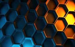 Abstract blue technology hexagonal background. Created with Generative AI technology. photo